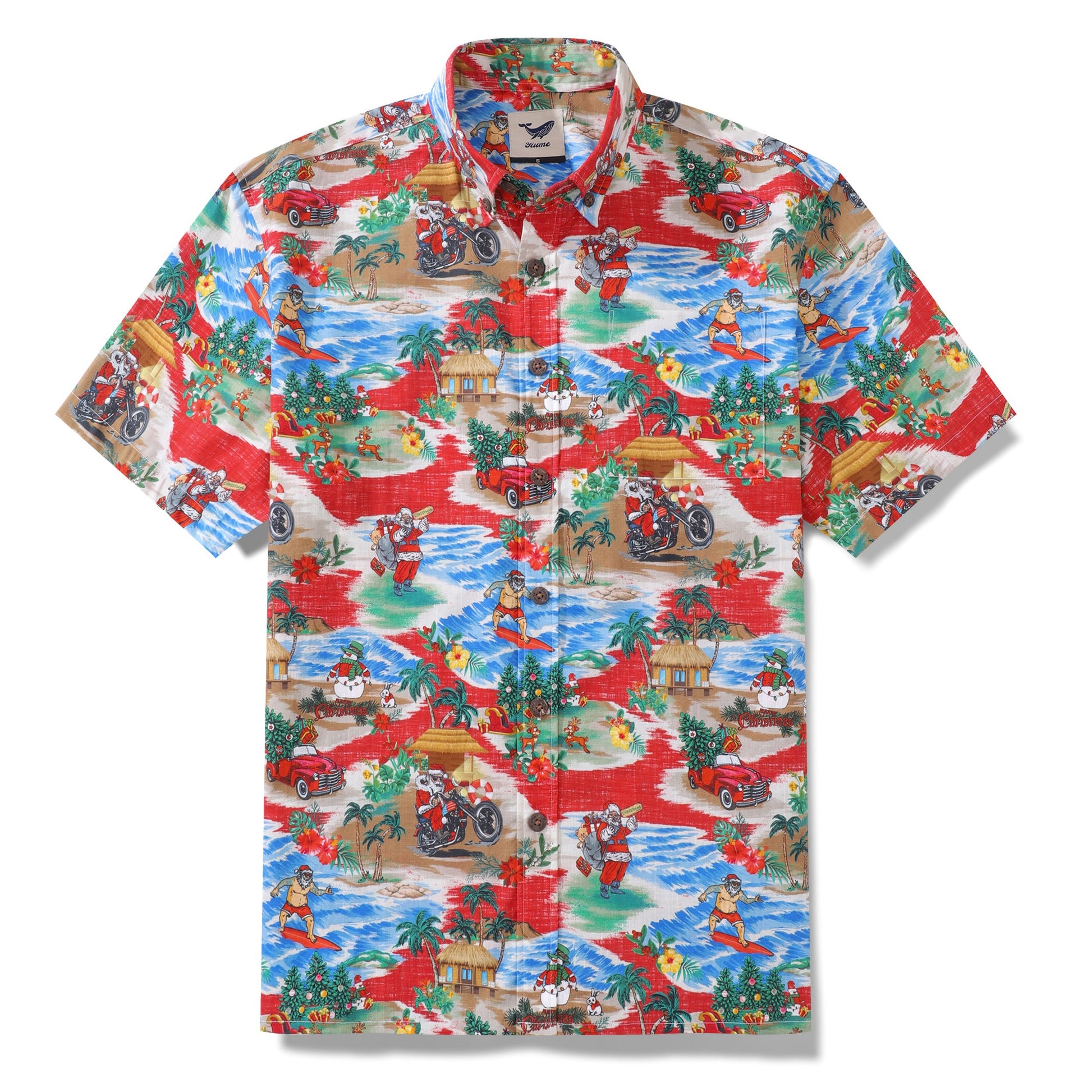 Christmas Santa Claus Motorcycle Unique Design Men's Button-down Shirt 100% Cotton